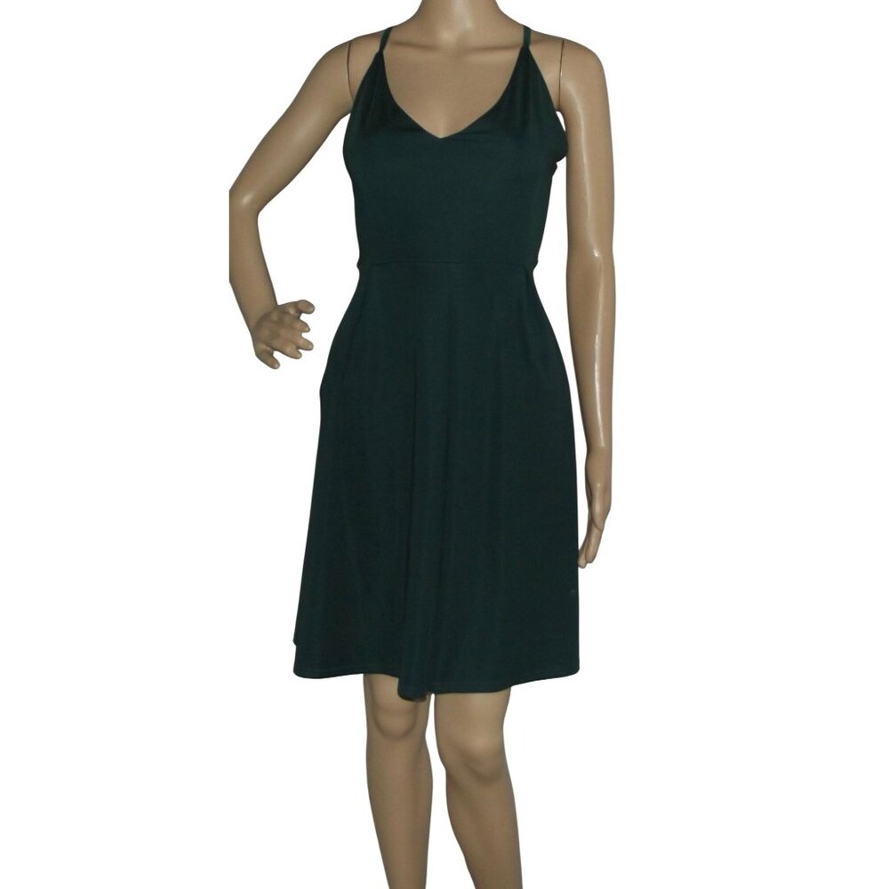 Halife Dress Womens Size Large Dark Green cami v-neck knee length